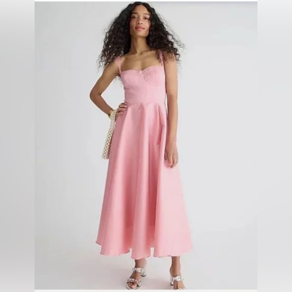 J. Crew Pink Collection sweetheart Aline dress in stretch Taffeta BR490